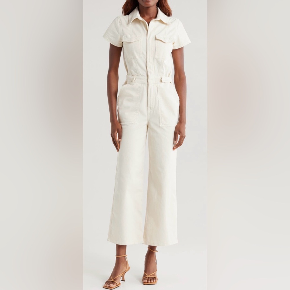 Good American White Short Sleeve Jumpsuit